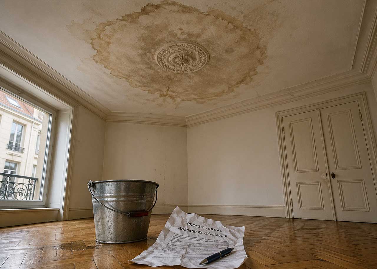 Infiltration d'eau sous plafond et procès-verbal d'assemblée générale de copropriété : responsabilité de l'ACP